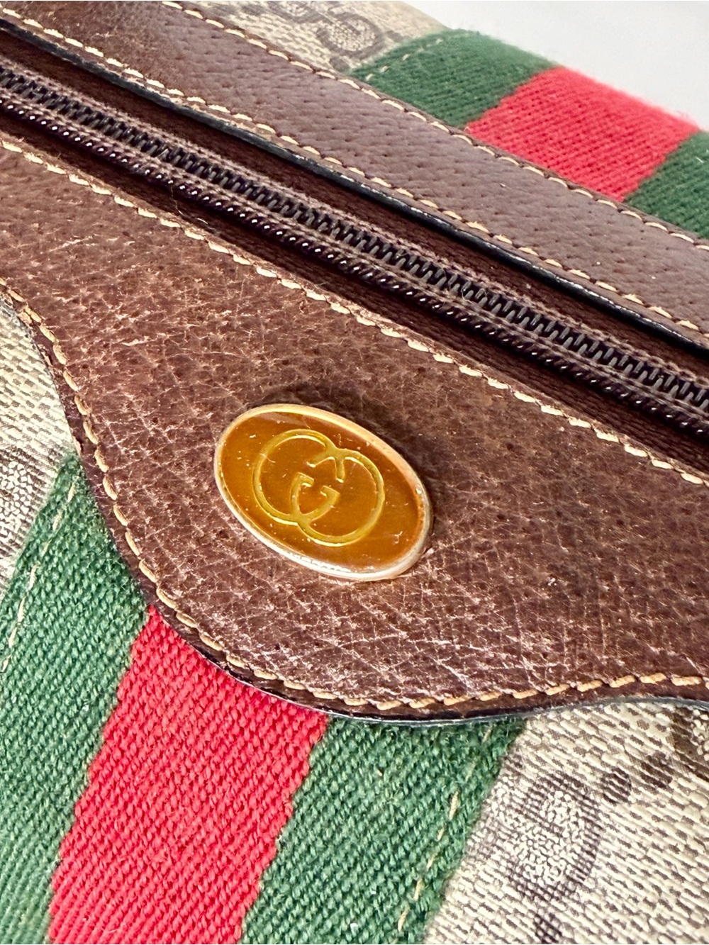 Vintage Gucci GG Supreme Web Boston Speedy Bag Brown Tan Monogram - Picture 7 of 14